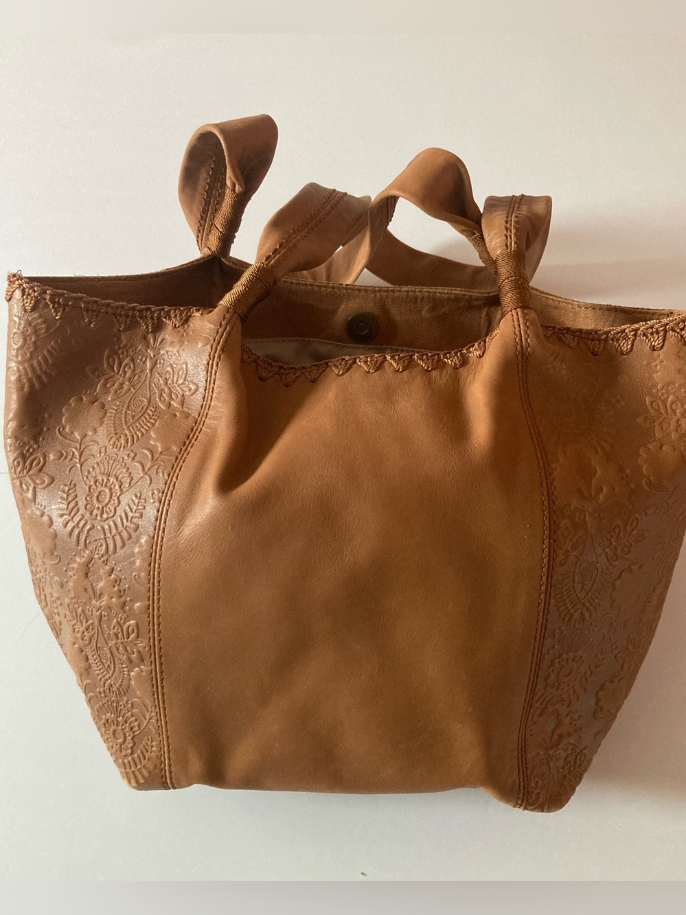 The Sak Tan Embossed Leather Tote Bag - Picture 4 of 16